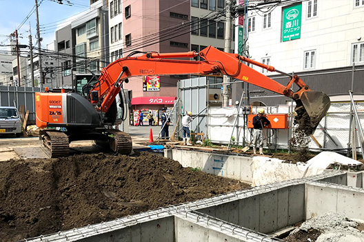 中央区 鉄骨造6階建 基礎